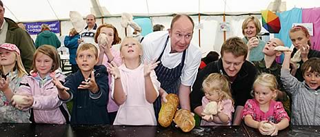 Children rise to the occasion at last year’s Kilnsey Show, as top chef Andrew Wood demonstrates the art of bread-making. He’s back again this year.