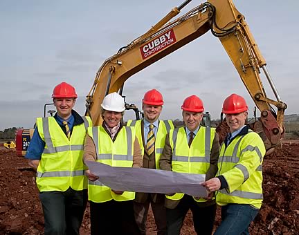 David Black, Governor, Liz Philip, Chief Executive, Askham Bryan College, Wes Johnson, Principal, Newton Rigg College, Alan Bowe, Governor, and Tommy Cubby of Cubby Construction.