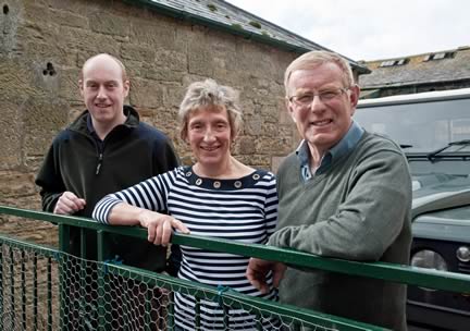 Vet Alistair Padkin, left of Solway Vets’ member practice Nithsdale Vets, Thornhill, with Rosemary and David Dickie