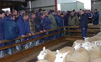 AgriSearch in action as farmers listen to host farmer Isaac Crilly and Dr Ronald Annett AFBI