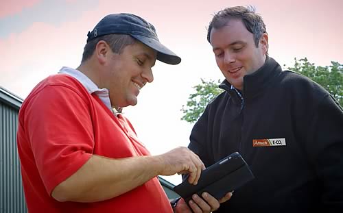 James Wynne of Alltech ECO2 (right) carrying out a farm assessment